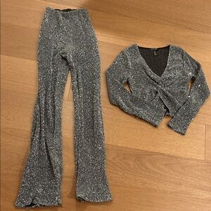 Aqua Shimmering Silver Top (TOP ONLY)